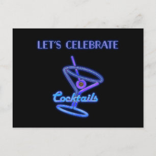 Personalized Let's Celebrate Cocktails Custom Text Postcard
