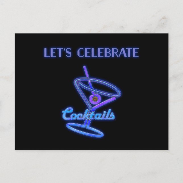 Personalized Let's Celebrate Cocktails Custom Text Postcard (Front)