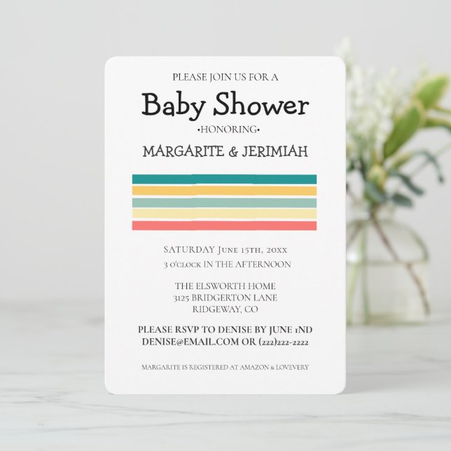 Personalized Let's Get Beachy Baby Shower Invitation (Standing Front)