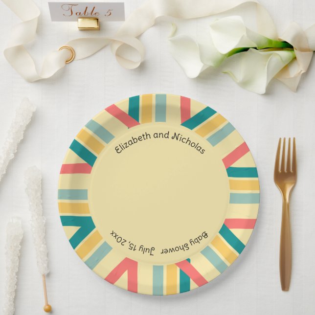 Personalized Let's Get Beachy multicolored  Paper Plate (Wedding)
