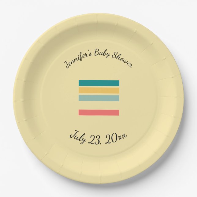 Personalized Let's Get Beachy Yellow Paper Plate (Front)