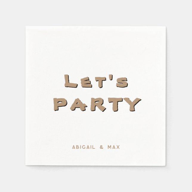 Personalized Let's Party Gold Cocktail Napkin (Front)