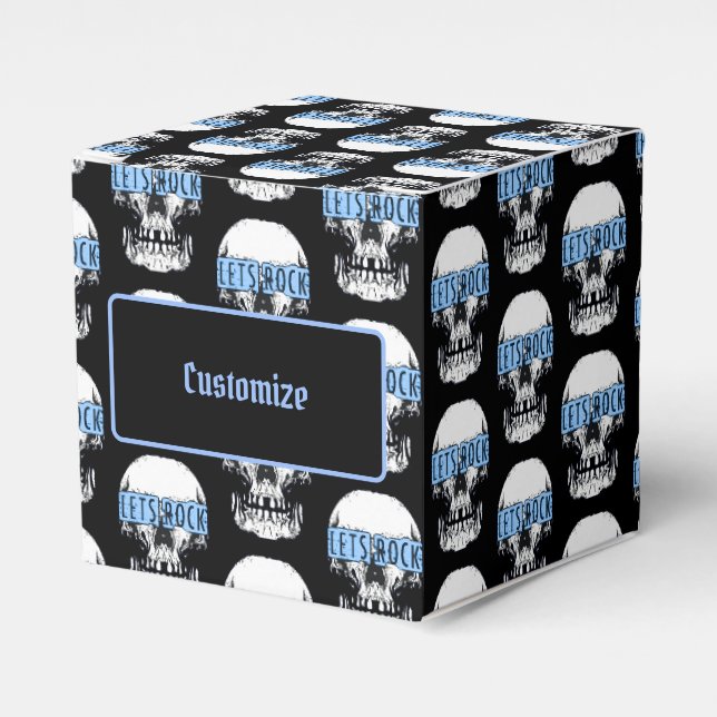 Personalized Let's Rock Skull   Favor Box (Front Side)