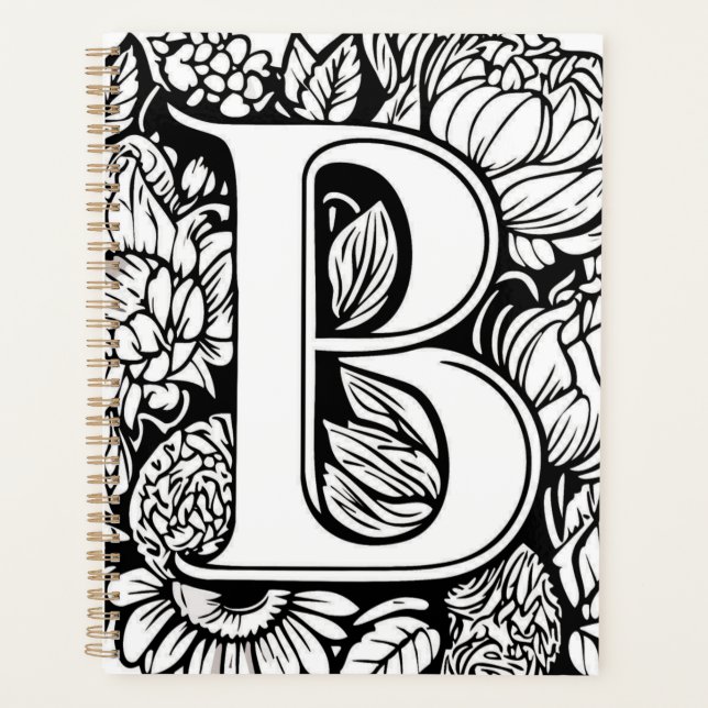 Personalized Letter B Floral Tattoo Designer Planner (Front)
