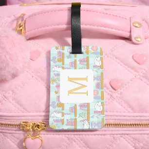 Personalized Letter Cats Library Book Girl Green Luggage Tag