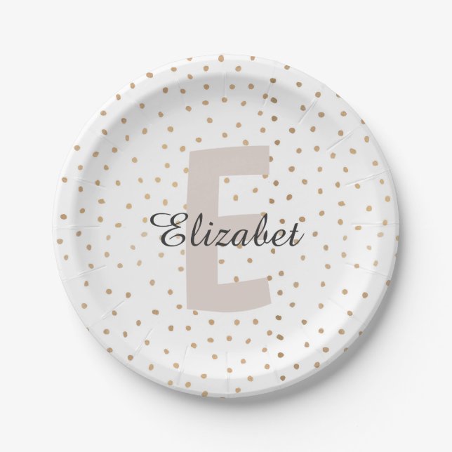 Personalized Letter Custom Name Monogram Paper Plate (Front)