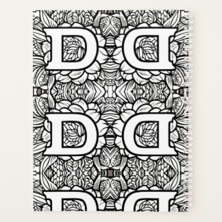 Personalized Letter D Floral Tattoo Black n White Planner