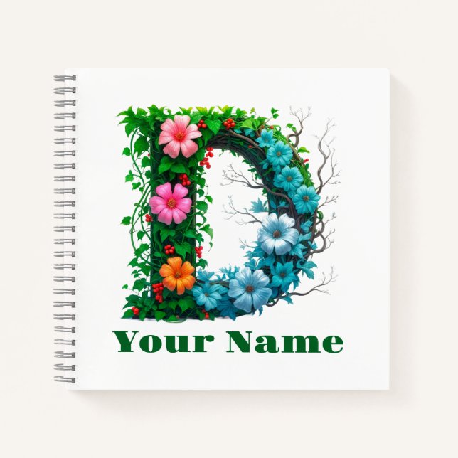 Personalized Letter D Notebook (Front)