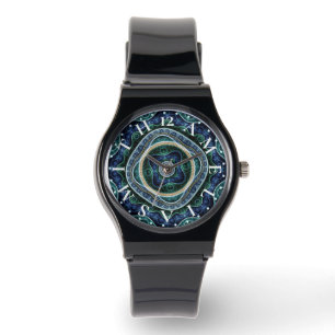 Personalized Letter Dial Julian Fractal Mandala Watch