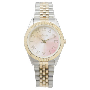 Personalized Letter Dial Pink Rose Gold Gradient Watch