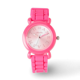 Personalized Letter Dial Pink White Gradient Watch
