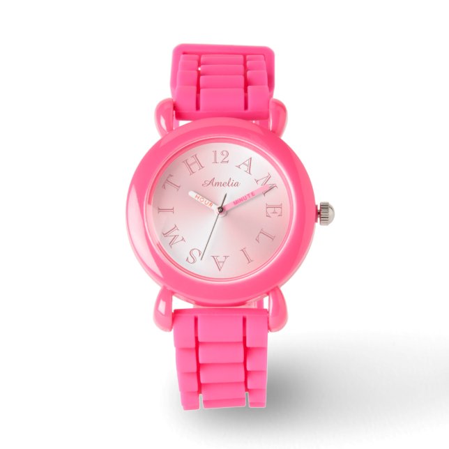 Personalized Letter Dial Pink White Gradient Watch (Front)