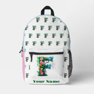 Personalized Letter F Printed Backpack