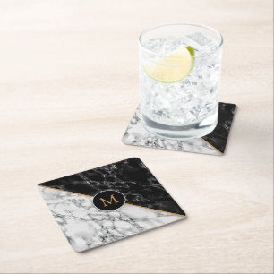 Personalized Letter Faux Marble Paper Coaster