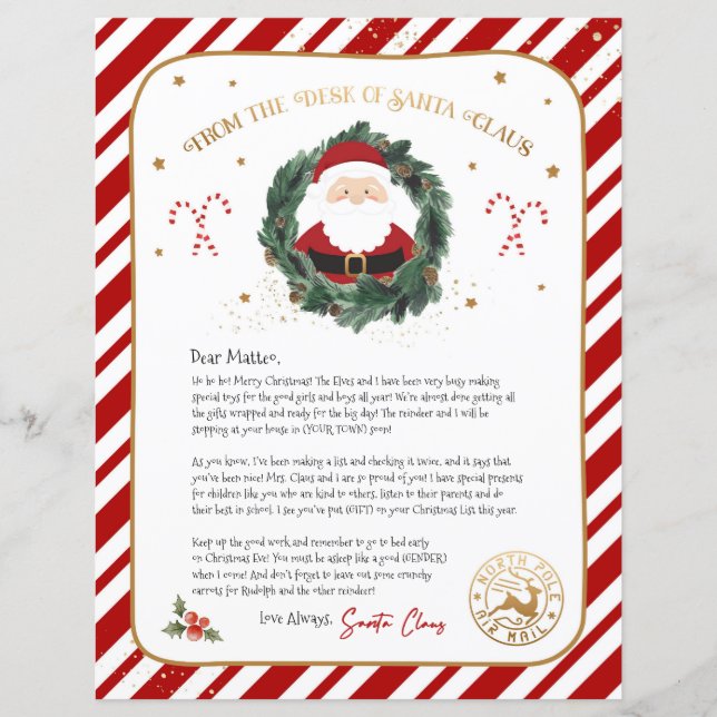 Personalized Letter From Santa (Front)