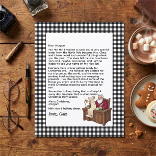 Personalized Letter From Santa Black & White Plaid