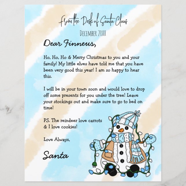 Personalized Letter from Santa + Colouring Page (Front)