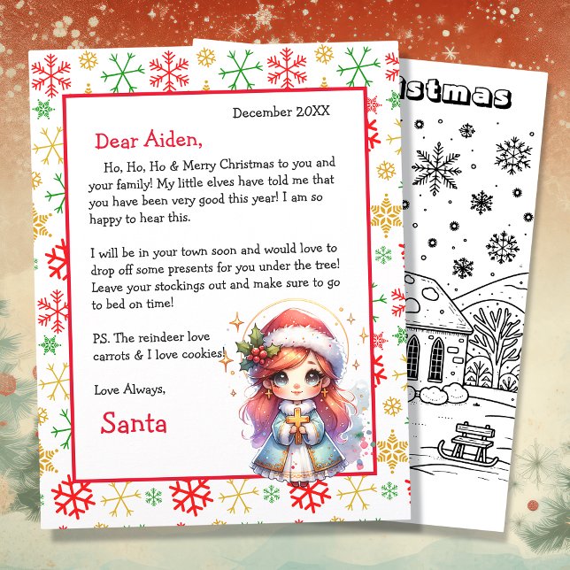 Personalized Letter from Santa + Colouring Page (Creator Uploaded)