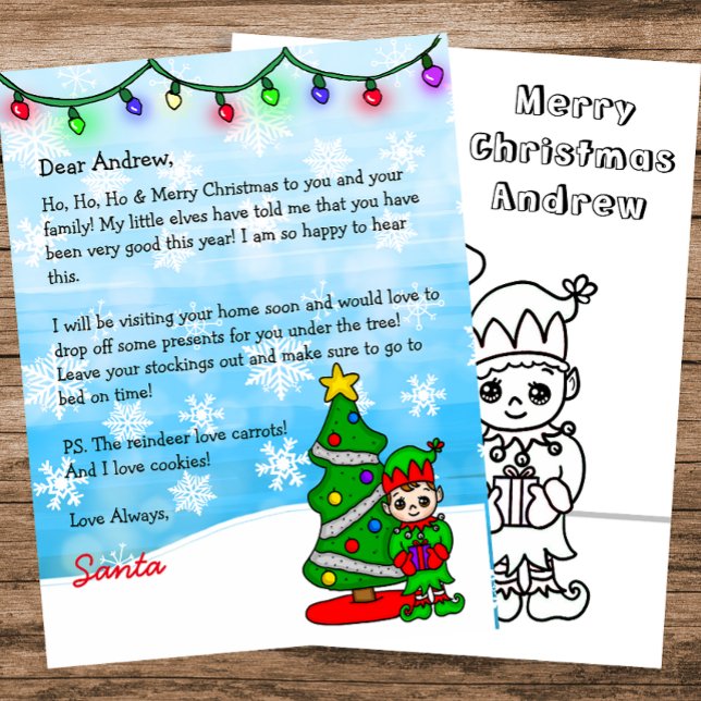 Personalized Letter from Santa + Colouring Page  (Creator Uploaded)