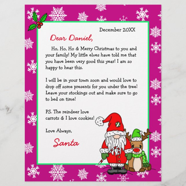 Personalized Letter from Santa for Children (Front)