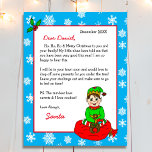 Personalized Letter from Santa for Children<br><div class="desc">Add your child's name to this personalized letter from Santa. Cute elf sitting on a bag of toys. Colouring page on back.</div>