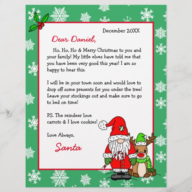 Personalized Letter from Santa for Children (Front)