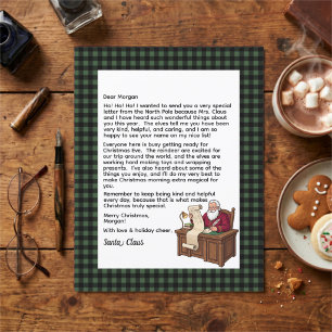 Personalized Letter From Santa Green & Black Plaid