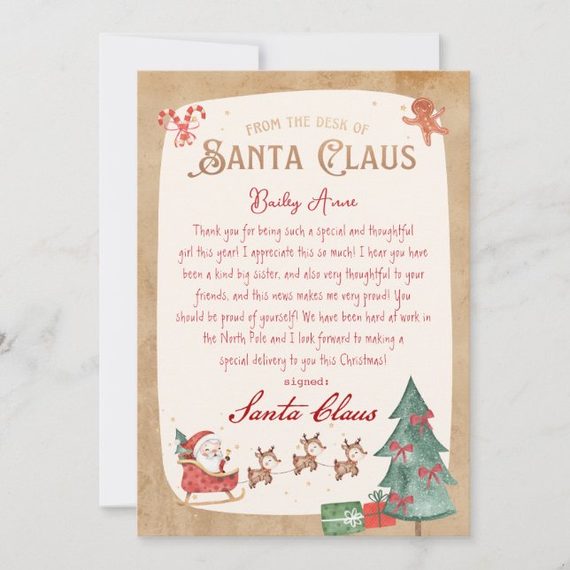 Personalized Letter from Santa Printable Invitation (Front)