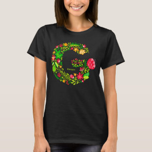 Personalized Letter G in Flowers T-Shirt