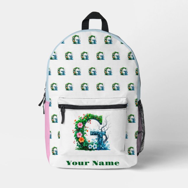 Personalized Letter G Printed Backpack (Front)