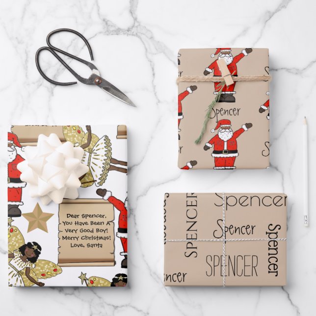Personalized Letter/Gift From Santa Wrapping Paper Sheet (Front)