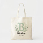 Personalized Letter Greenery Bridesmaid  Tote Bag<br><div class="desc">Personalized Letter Greenery Bridesmaid Tote Bag</div>