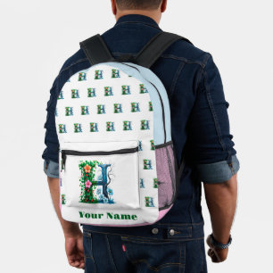 Personalized Letter H Printed Backpack
