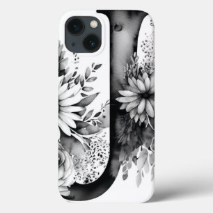 Personalized Letter J Elegant Floral Watercolor  iPhone 13 Case