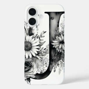 Personalized Letter J Elegant Floral Watercolor  iPhone 16 Case