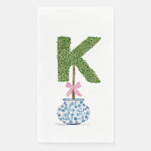 Personalized Letter K Preppy Topiary Monogram Napkin
