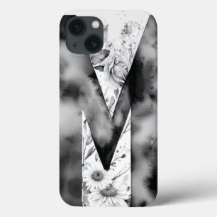 Personalized Letter M Elegant Floral Watercolor  iPhone 13 Case