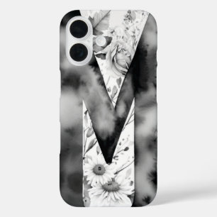 Personalized Letter M Elegant Floral Watercolor  iPhone 16 Case
