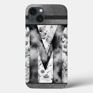 Personalized Letter M Elegant Floral Watercolor  iPhone 13 Case
