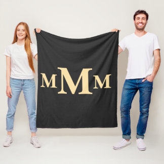 Personalized Letter "M" Monogram  Template Fleece Blanket