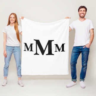 Personalized Letter "M" Monogram  Template Fleece Blanket