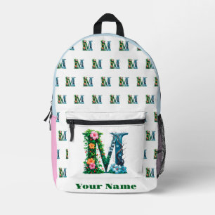 Personalized Letter M Printed Backpack