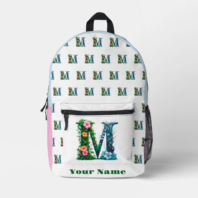 Personalized Letter M Printed Backpack (Front)