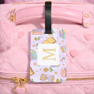 Personalized Letter Magic Books Girly Name Purple Luggage Tag