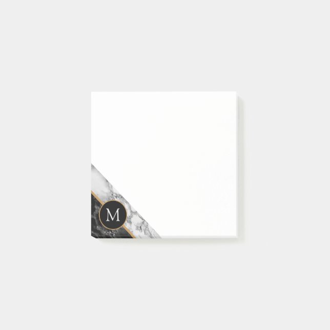 Personalized Letter Marble Design Post it Notes (Front)