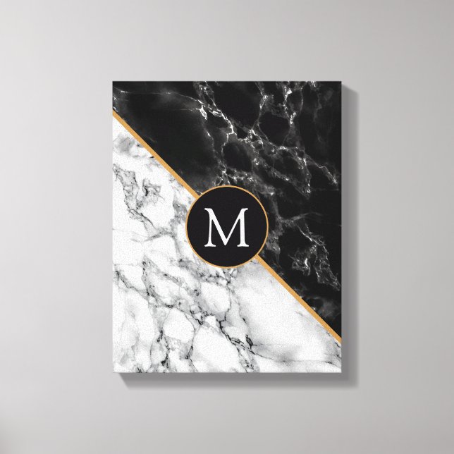 Personalized Letter Monogram Marble Canvas Print (Front)
