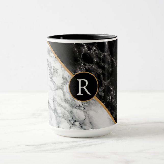 Personalized Letter Mug Marble Stone Design (Center)