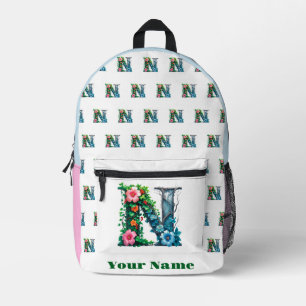 Personalized Letter N Printed Backpack