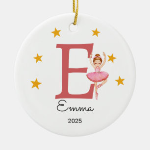 Personalized Letter Name Ornament, Ballerina Ceramic Ornament