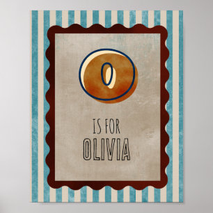 Personalized Letter O Watercolor Nursery Poster